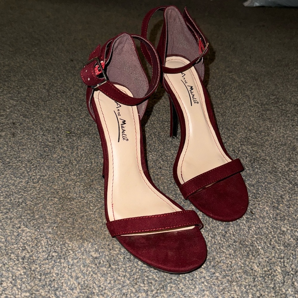 Burgundy Suede Strappy Heels Size US 7 / EU 37